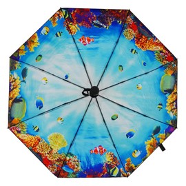 LLanxiry Umbrella Small Compact Travel Umbrellas for Rain Mini Folding Portable Automatic Open/Close Umbrella for Man/Women (the underwater world)