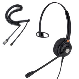IPD Phone Headset for Office and Call Center Wired QD to RJ9, IPH-210 monaural-Compatible with Polycom VVX,Avaya,Nortel,NEC,Fanvil,Mitel landline Phones