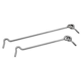 2 x Stainless Steel Storm Hooks, Window Hooks, Door Hooks, Window Safety Hooks (Length 200 mm)