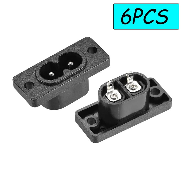 Leloco 6 pieces IEC connector C8 plug, C8 plug IEC