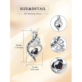 Flpruy Pug Necklace 925 Sterling Silver Pug Jewelry Gifts Dog Pendant Necklace Jewelry Gifts for Women Dog Lover
