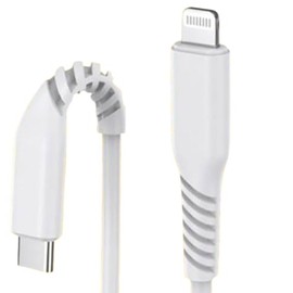 HIDISC HD-LCC1WH Type-C to Lightning Cable, 3.3 ft (1 m), White, Supports Fast Charging, 3A, Bending, Plugging and Unplugging