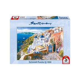 Schmidt Spiele 58560 Jigsaw Puzzle View of Santorini by Sam Park 1000-Piece