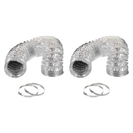 PATIKIL 8 Feet Dryer Vent Hose, 2 Pack 5 Inch Diameter Flexible Aluminum Ducting Flex Air Ducting Dryer Vent 4 Clamps Included for Heating Ventilation Air Conditioning, Silver