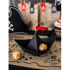 Paper Decorative Ship 19 x 10 x 14 cm Black Red Set of 6 Pirate Decoration Paper Ship Party Accessories for Pirate Party Children's Birthday Party