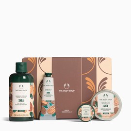 The Body Shop Shea Essentials Gift Set, Shower Cream 250ml, Body Butter 50ml, Hand Balm 30ml, Lip Butter 10ml, Nourishing Body Care Set, 96hr Moisture for Dry Skin, Vegan Skincare Gift