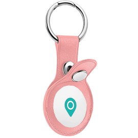KP TECHNOLOGY Leather Protective Case Compatible with AirTags 2021, Tag Holder, Portable Protective Cover, Keeps Signal Strong, Key Ring For AirTag (PINK)