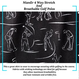 NianEr Mens Cool Crazy Funny Hawaiian Graphic Golfers Printed Golf Polo Shirts Summer Casual Work Stretchy Dry Fit Short Sleeve Performance Sweat Moisture Wicking Novelty Fun Athletic Sport 2