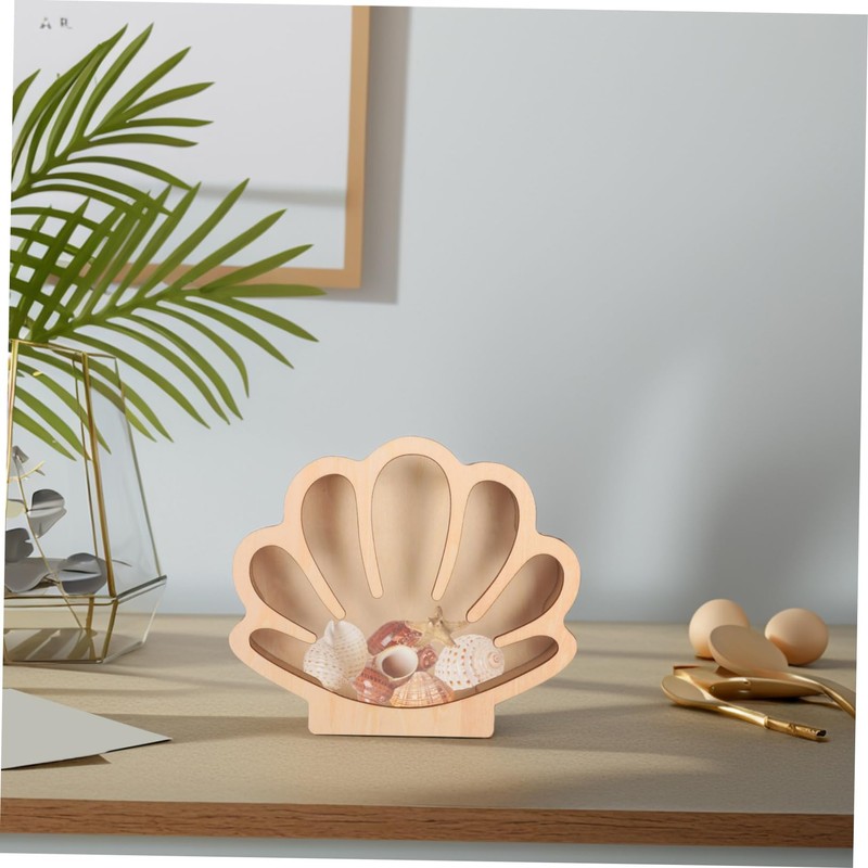 Mobestech Wooden Seashell Display Case Multi-Function Shadow Case for Seashell