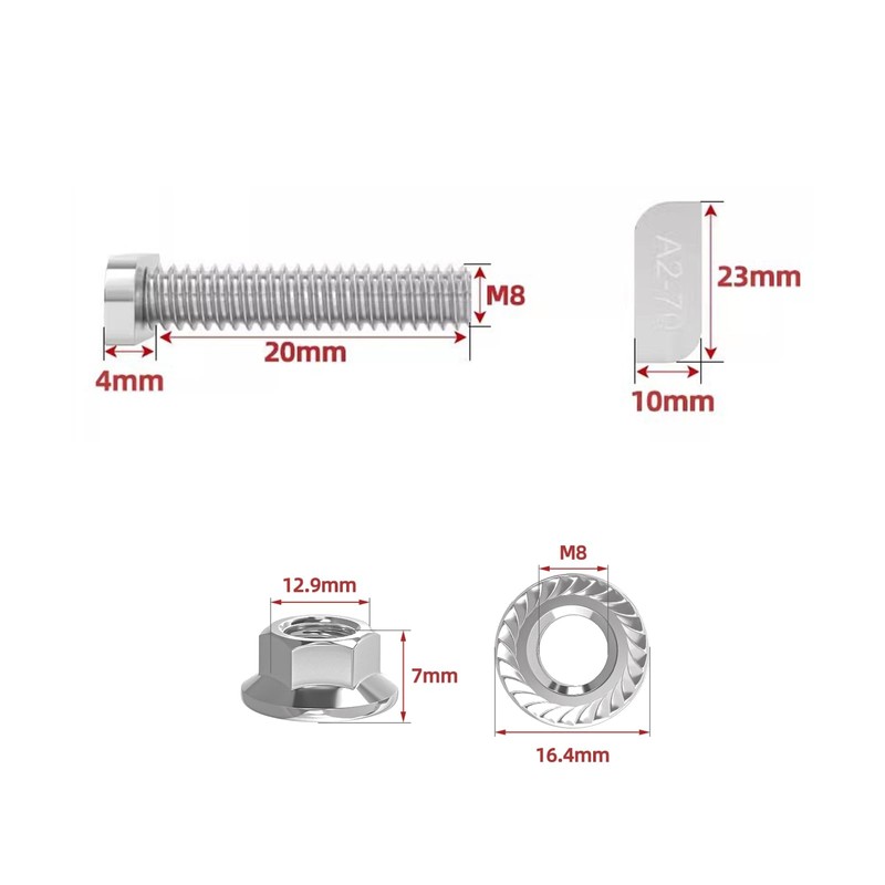Pack of 12 M8 x 20 Hammer Head Screws with