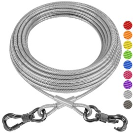 XiaZ Dog Tie Out Cable 100ft, Heavy Duty Dog Chains for Outside with Lockable Hook, Pet Runner Cable Leads for Yard, Dogs Line Tether for Small Medium Large Dogs Up to 250 LBS
