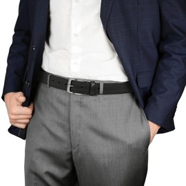 DOOPAI Mens Belt -Leather Dress Belt，Black belt Casual Wear Jeans Classic belt 1.25", Adjustable Trim to Fit Everywhere