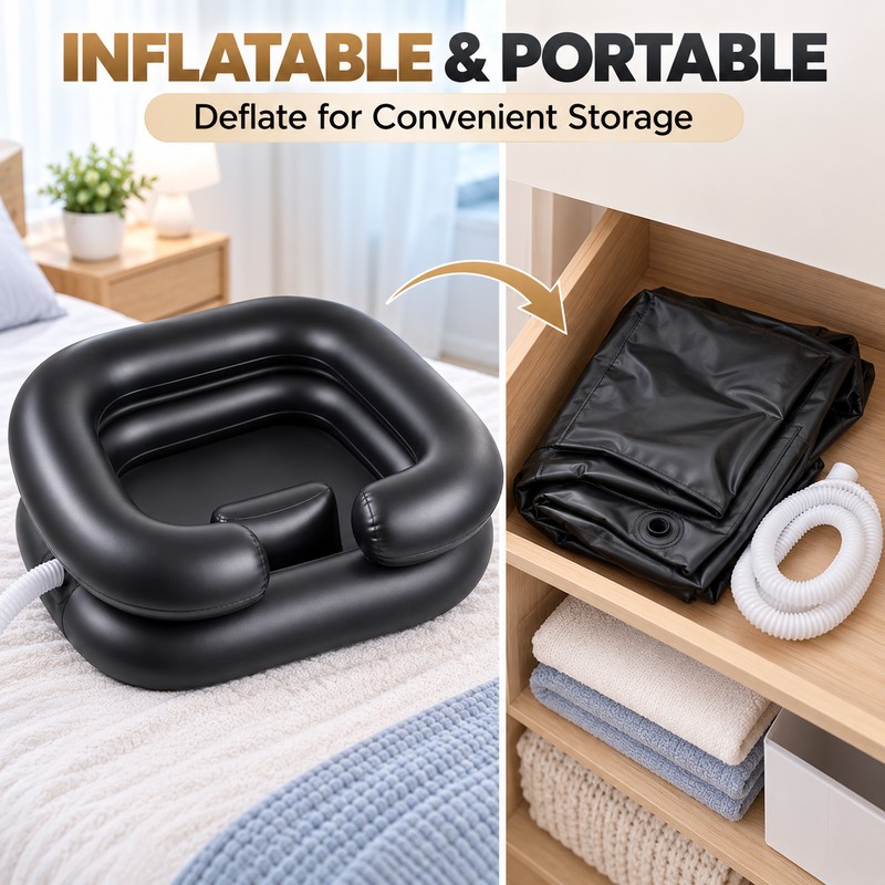 Inflatable Shampoo Basin for Hair Washing – Portable Foldable Wash