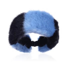 Aurya Faux Fur Headbands Outdoor Ear Warmers Earmuffs Ski Hat Winter Warm Elastic Hairbands Head Wraps for Women (Black&Blue)