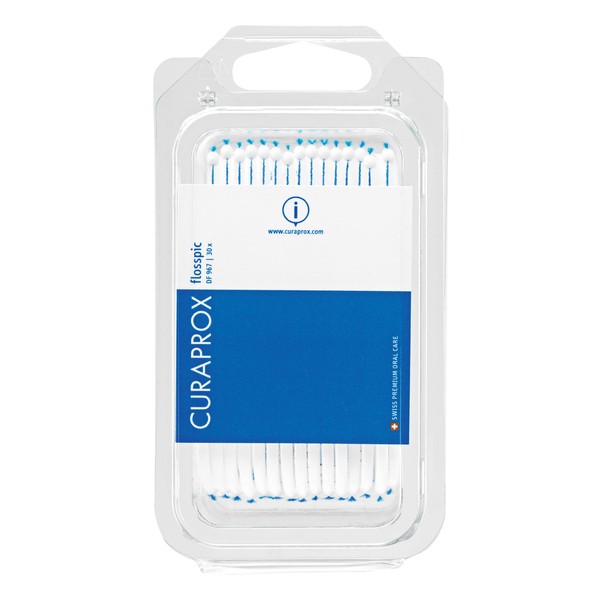 Curaprox Flosspic DF 967 30 Pack Microfibre Dental Floss Toothpicks with Safety Handle