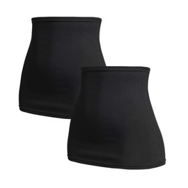 Herzmutter Belly Band Tube Kidney Warmer - Set of 2 - Cotton - Pregnancy Maternity Fashion - Back Warmer Shirt Extension - 6300, Black.