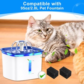 Cunina 12PCS Cat Water Fountain Filter Sponge for Stainless Steel Cat Water Fountain 95oz/2.8L Fountain Filters, Pet Fountain Filter Replacement Pre-Filter Sponges for Dog Water Dispenser