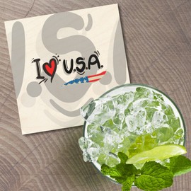 Unbranded I Love USA Travel Slogan 4'' X 4'' Square Wooden Coaster