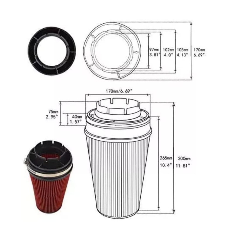 BAGARAATAN 4" Cold Air Intake System with Heat Shield for