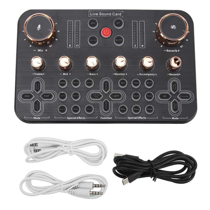 Sound Board Multiple Effects Voice Changer Sound Card for Live