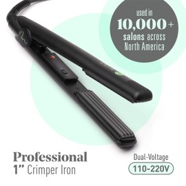 Professional Series Hair Crimper Iron 1 Inch by MINT | Create Crimps Extremely Fast - Deeper Ceramic Crimp Plates for Maximum Root Volumizing and Crimping - Travel-Ready Dual-Voltage