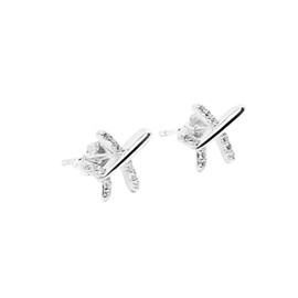 Aeroplane Earrings Made of 925 Sterling Silver with Zirconia - For Travelling Women - Nickel-Free - Model Las Vegas (Silver, Rose Gold), rhodium, Cubic Zirconia