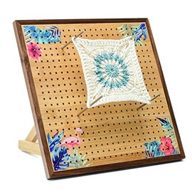 Crochet Blocking Board -Crochet Gift for Granny Square Lovers-Bamboo Blocking Board for Knitting Crochet, Full Kit with 24 Stainless Steel Rod Pins (13 in-Exotic Patterns)