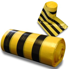 RE-GEN Biohazard Clinical Waste Disposal Tiger Stripe Sacks Bags (1 Roll, 50 Individual Bags) Size 56x64cm, 30Litre