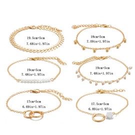 Bufenia Stackable Multilayer Bracelet Gold Round Beads Flowers Double Circle Pendant Hand Chain Boho Hand Accessories for Women