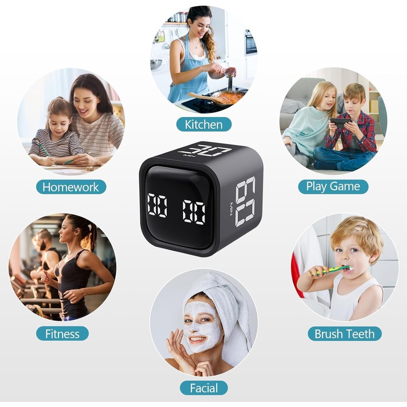 Cube Timer Gravity Sensor Timer Exercise Timer Vibration and Mute