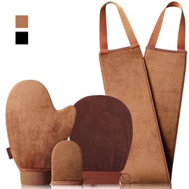 Self Tanner Mitt Applicator - 4 Pack Self Tanning Mitt with Self Tanning Glove for Self Tan Mitt, Back Applicator, Mini Self Tan Glove, Exfoliating Mitt, Tanning Mitts Self Tanner Glove Accessories Set - Color: A Brown Mitt, Pattern Name: A Brown Mitt