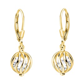 SOFIA MILANI - Women's Earrings 925 Silver with Zirconia Stones - Ball Zirconia Earrings, Yellow Gold, Cubic Zirconia