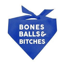 Bones Balls & B*tches Dog Bandana (Royal, OS 316)