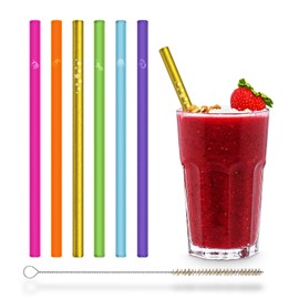 HALM Glass Straws Unicorn Edition - 6 x 20 cm with Unicorn Motifs - The Birthday Gift for Girls Reusable & Dishwasher Safe Glass Straws Gifts