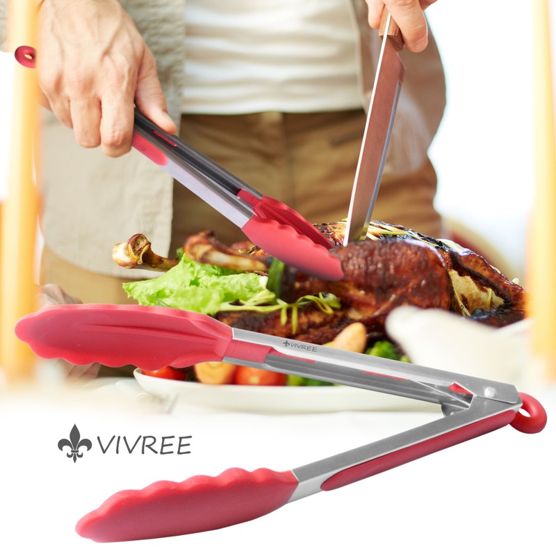 MEKBOK Kitchen Tongs Set - Salad & Grill Stainless Steel