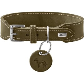 HUNTER Aalborg Extra Wide Collar Olive Extra Wide Soft Leather with Elegant Contrast Stitching Made in Germany Size 45