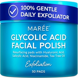 MAREE- Almohadillas con ácido glicólico - Almohadillas tónicas para limpieza facial con aceite de árbol de té - Almohadillas exfoliantes con salicilato