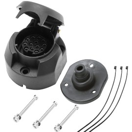 AGRISHOP 12V 13Pin Trailer Socket W/Rubber Gasket Seal Waterproof Dust-proof Cover Mounting Bolt Nut Cable Tie,Femal Trailer Sockets for RV Caravan Towbar Towing Light Wiring Auto Lamp Connector