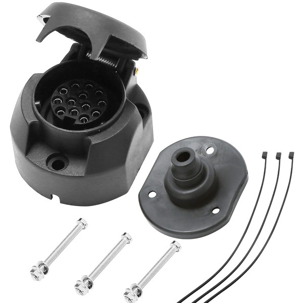 AGRISHOP 12V 13Pin Trailer Socket W/Rubber Gasket Seal Waterproof Dust-proof