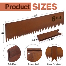 LAVEVE Landscape Edging Border - Pre-Rusted Galvanized Steel Edging, Hammer-in Metal Garden Edging with Clips, Suitable for Garden Fencing, Paver Edging, Lawn and Yard