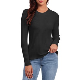 Famulily Black Long Sleeve Sweater for Women UK, Ladies Casual Knitted Warm Winter Jumpers (S, Black)