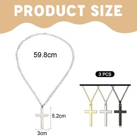 LKJAUOZ Pack of 3 Cross Necklace for Women, Gold Plated Cross Chain, Women, Gold Chain Women for Women, Necklace Women's Cross Pendant Gold Fashion Jewellery Women's Gifts