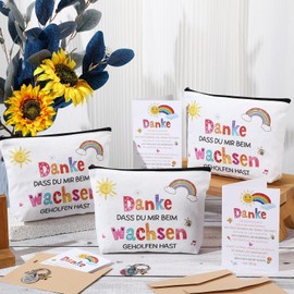 Otuuz 6 Sets Thank You Gifts for Teachers Thanks Cosmetic Bag Teacher Key Ring Foldable Greeting Card and Envelope Farewell Gifts for Educators Primary School Nursery, As Shown