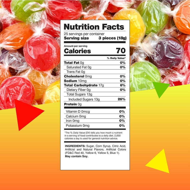 Assorted Fruit Discs Hard Candy (1 Pound Bag - Approx.