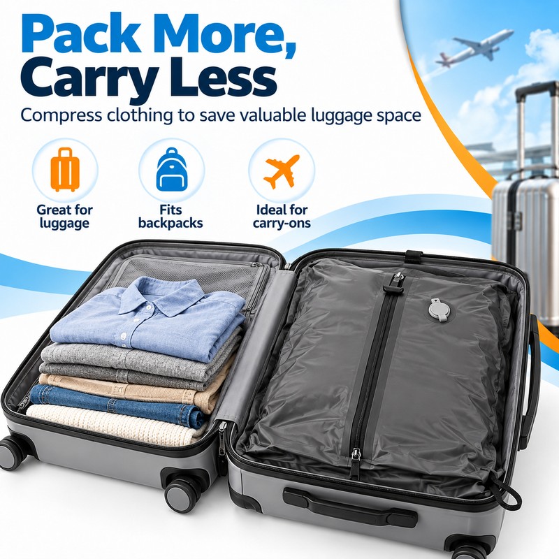 17L Vacuum Compression Storage Bag for Travel – Reusable Waterproof