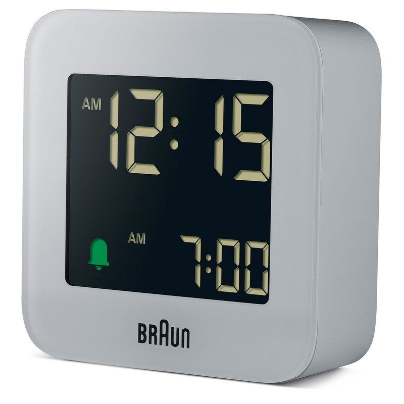 Braun Digital Travel Alarm Clock with Snooze, Compact Size, Negative