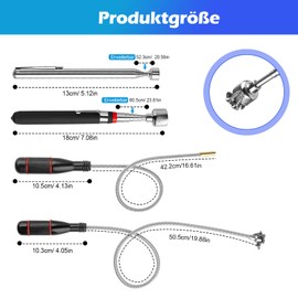 Set of 4 Flexible Rod Magnet Set, Magnetic Rod Telescopic Magnet with Strong Magnet, Magnetic Telescopic Rod, Flexible Telescopic Magnetic Stick, Extra Strong Magnetic Lifter Tool for Car, Workshop