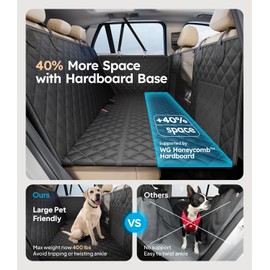 Wigoo Dog Truck Seat Cover for Back Seat, Dog Hammock with Hard Bottom Support, Seat Extender for 2-4 Large Dogs Heavy Duty Waterproof, Backseat Protector for Crew Cab Truck/SUV, XL Size, Black+Orange