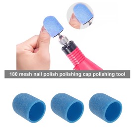 eMagTech 11pcs Sanding Cap Polisher Manicure Tools Frosted Cap Sand Cap For Nail Enhancement And Pedicure Shaft Sanding Bands For Nail Drill 13x19mm Blue