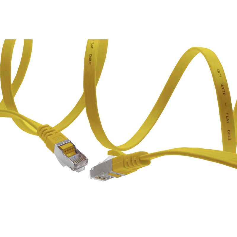 1m - gelb - 10 Stück Cat7 Flachkabel Netzwerkkabel Cat